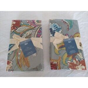 NEW Vtg Pier 1 Imports Tropical Floral KING Pillow Shams Pair deadstock retired